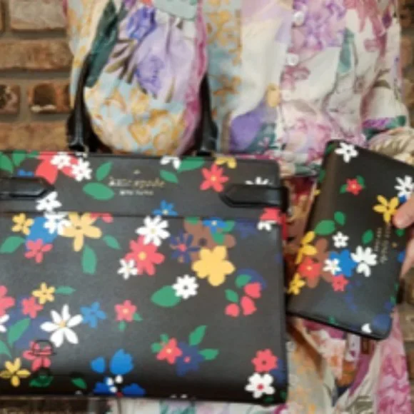 Kate Spade Staci Medium Satchel and Floral Wallet SET - NWT